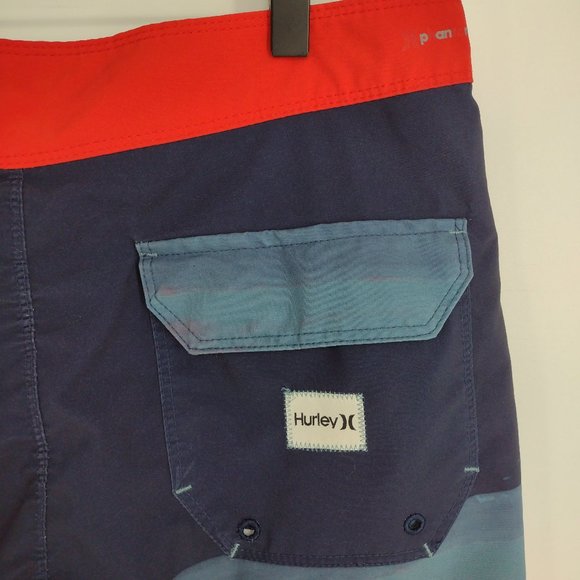 Hurley Phantom Striped Red & Blue Skate Surf Board Shorts - Picture 3 of 6